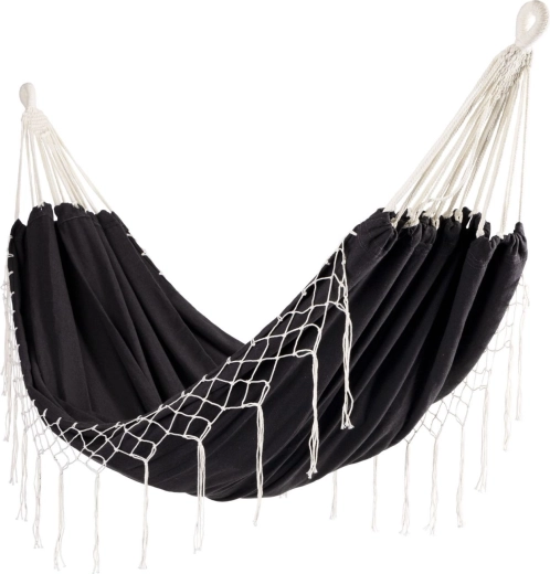 Διπλή κρεμαστή αιώρα κήπου boho σε γραφίτη 200 × 150 cm - 1 τεμάχιο