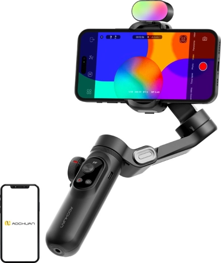 Aochuan Smart X Pro σταθεροποιητής 3 αξόνων για κινητό με φως RGB, μαύρο