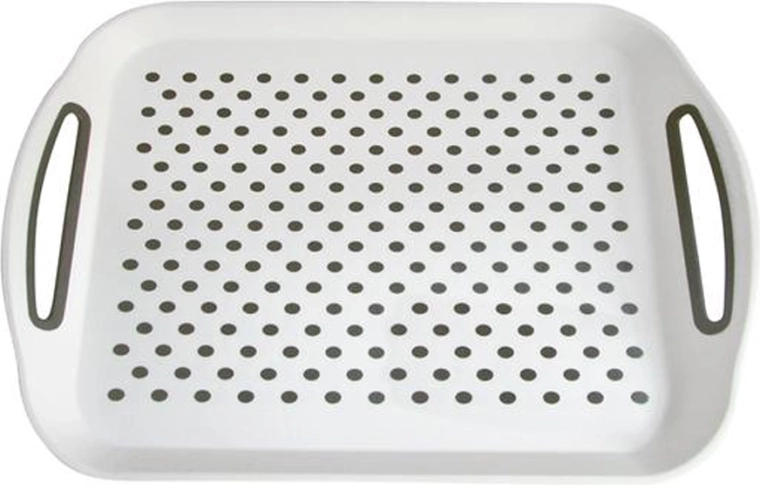 Πλαστικός αντιολισθητικός δίσκος TORO 41 × 29 cm, λευκός με πουά