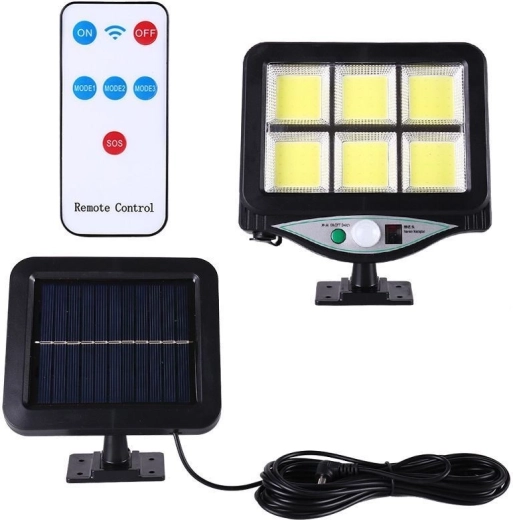 Ηλιακή LED λάμπα με αισθητήρα κίνησης PIR και αισθητήρα λυκόφωτος + τηλεχειριστήριο