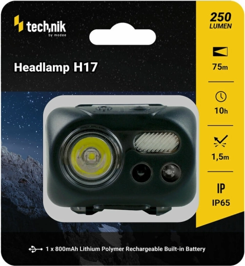 Technik MT-H17 φακός κεφαλής με ελαστική επένδυση, LED CREE L2, Micro-USB, κόκκινο φως