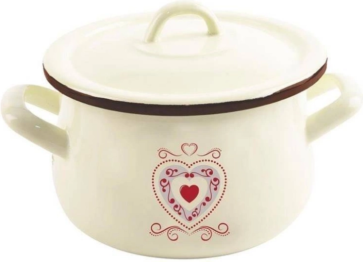 Εμαγιέ κατσαρόλα με καπάκι μπεζ TONCA 16 cm, 2,3 l