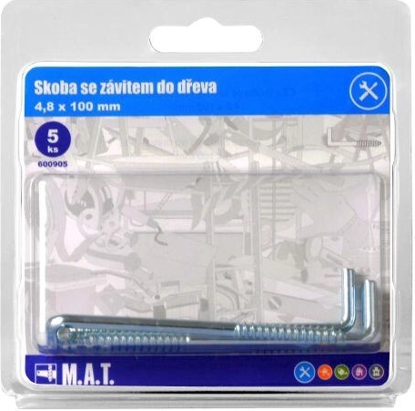 Βίδα-κρίκος με σπείρωμα για ξύλο 100 × 4,8 mm, γαλβανισμένη (5 τεμ.)