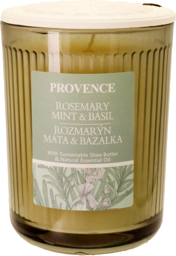 Αρωματικό κερί σε γυάλινο δοχείο Provence με άρωμα δενδρολίβανου, μέντας και βασιλικού
