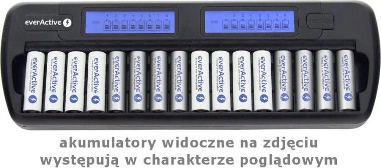 Επεξεργαστική φορτιστή για 16 επαναφορτιζόμενες μπαταρίες AA/AAA