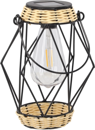 Ηλιακό μεταλλικό φαναράκι/λυχνία 22 cm, μαύρο, LED