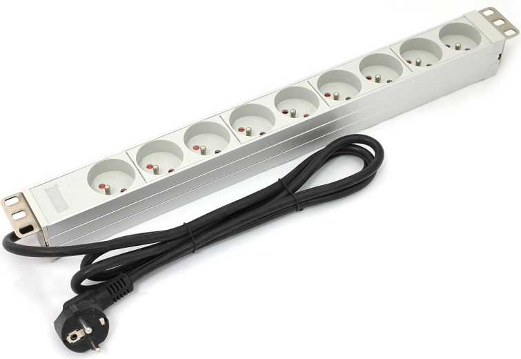 Μπάρα PDU για 19" rack, 9× τύπου E, 1,8 m, Schuko, αλουμινίου, 16 A