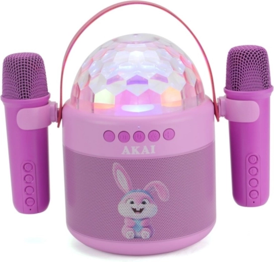 AKAI JoyBox Kids παιδικό σετ καραόκε με ηχείο, 2 ασύρματα μικρόφωνα και RGB LED