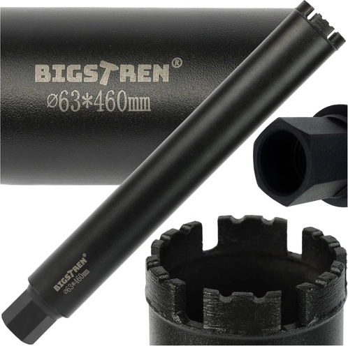 Διαμαντένια ποτηροτρύπανο Bigstren 63 × 450 mm 1 1/4 UNC για σκυρόδεμα και πέτρα