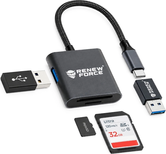 Αναγνώστης καρτών USB-C 3 σε 1 Renew Force