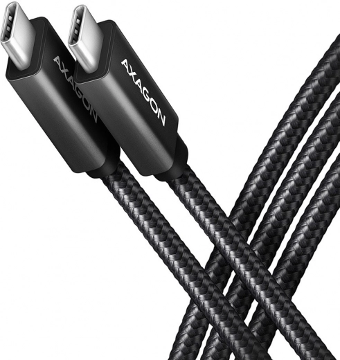 AXAGON καλώδιο USB‑C – USB‑C 3.2 Gen 2, 1 m, PD 100 W, 5 A, 4K, αλουμινένιο, πλεκτό, μαύρο