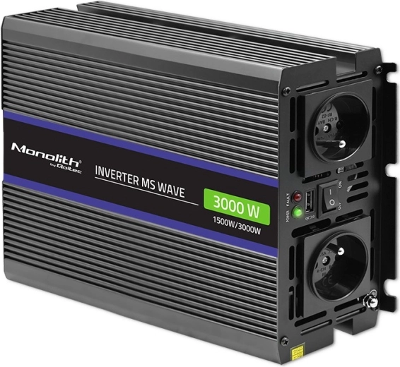 Μετατροπέας τάσης MONOLITH MS Wave 12V σε 230V, 1500/3000 W, USB