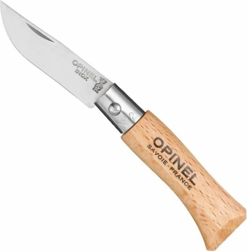 Opinel N°02 Inox πτυσσόμενο μαχαίρι τσέπης 3,5 cm από ξύλο οξιάς