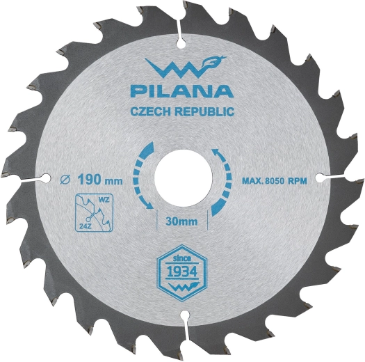 Δίσκος πριονιού 190 mm, 24 δόντια, καρβίδιο, PILANA