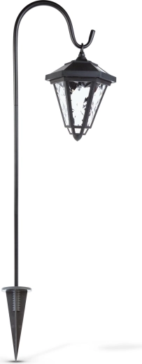 Ηλιακό φανάρι LED με πάσσαλο 80 cm, μαύρο, με ψυχρό λευκό φως