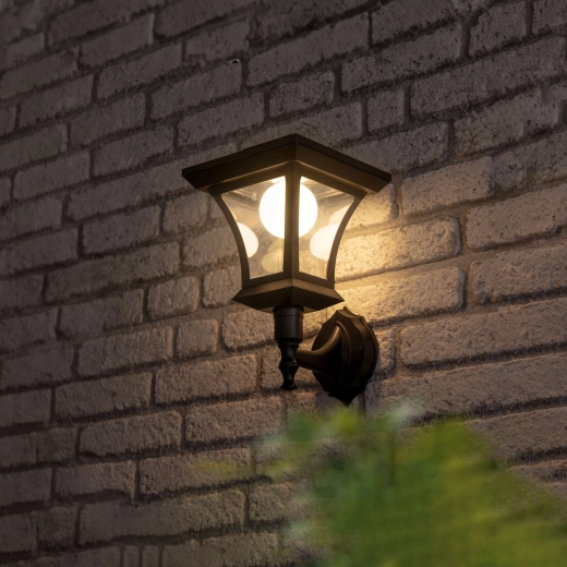 Ηλιακό επιτοίχιο φωτιστικό LED 21 × 21 cm, 8 LED, μαύρο, θερμό λευκό