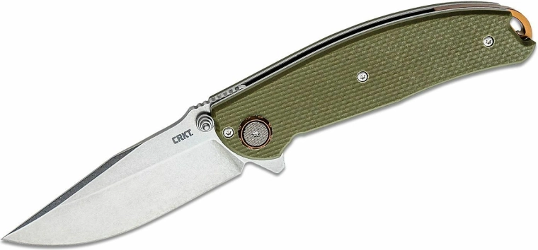 CRKT Butte πτυσσόμενο μαχαίρι τσέπης με υποβοηθούμενο άνοιγμα, D2, stonewash, πράσινο G10