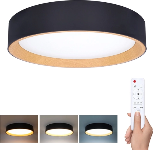 Φωτιστικό οροφής και τοίχου LED Solight Larios Black με τηλεχειριστήριο