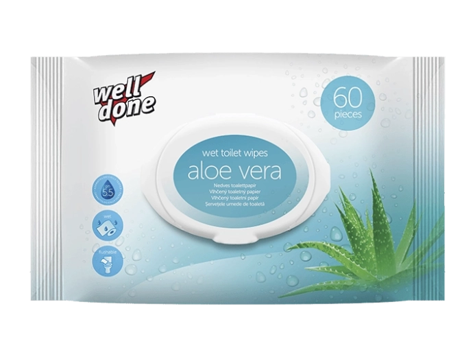 Well Done υγρό χαρτί υγείας Aloe Vera 60 τεμάχια
