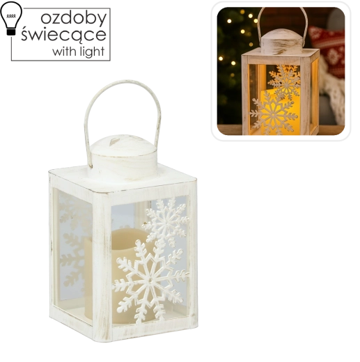 Χριστουγεννιάτικο φανάρι με LED κεράκι 10 × 10 × 17 cm - 1 τεμάχιο