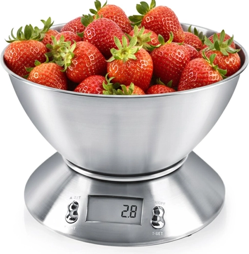 Ανοξείδωτη ζυγαριά κουζίνας με μπολ 5 kg, 2,2 l