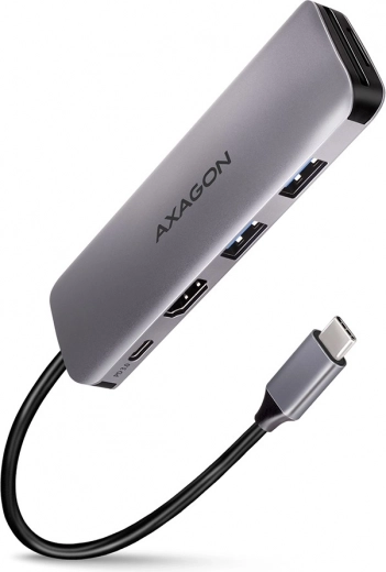 Axagon hmc-5 usb-c hub 5v1 με hdmi 4k, 2x usb-a, αναγνώστη sd/microsd και pd 100 w