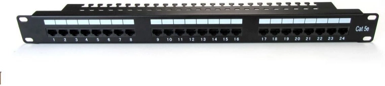 Patch panel 19" με 24 θύρες, κατ. 5e, μαύρο