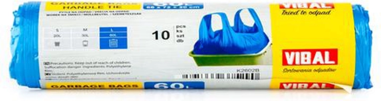 Σακούλες απορριμμάτων με χερούλια 60 l, 10 τεμ., μπλε