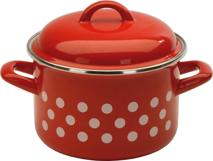 Σμάλτινη κατσαρόλα με καπάκι Puntík 14 cm, 1,5 l, κόκκινη