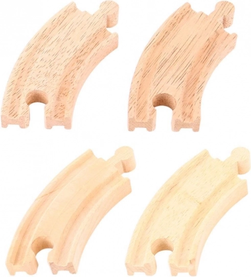 BIGJIGS RAIL κοντές καμπύλες για ξύλινη σιδηροδρομική πίστα, 4 τεμ.
