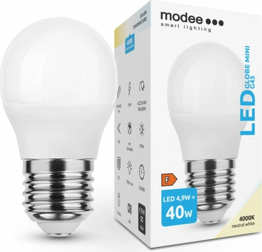Λάμπα LED Modee Globe Mini G45 4,9 W E27, 470 lm, ουδέτερο λευκό