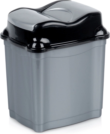 Πλαστικός κάδος απορριμμάτων 5 l με ανακλινόμενο καπάκι, γκρι