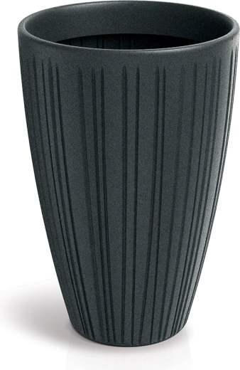 Ψηλή ραβδωτή γλάστρα Fero Round High 48 cm, μολυβί