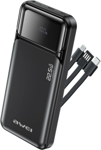 Awei powerbank 10000 mAh με ενσωματωμένα καλώδια