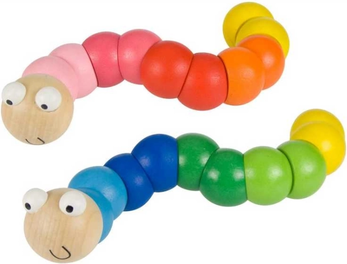 Bigjigs Toys πολύχρωμο ξύλινο αρθρωτό σκουληκάκι μπλε