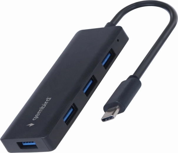 Gembird hub USB‑C 4× USB‑A (USB 3.1 Gen 1), μαύρο