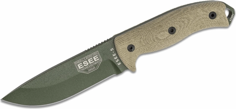 Μαχαίρι υπαίθρου ESEE Model 5, 13,3 cm, πράσινο, Micarta, θήκη Kydex