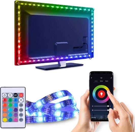 Έξυπνη λωρίδα LED Wi‑Fi RGB Solight για οπίσθιο φωτισμό τηλεόρασης 4 × 50 cm USB