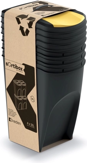 Σετ 4 κάδων για διαλογή απορριμμάτων Sortibox 4×35 l – ανακυκλωμένο μαύρο