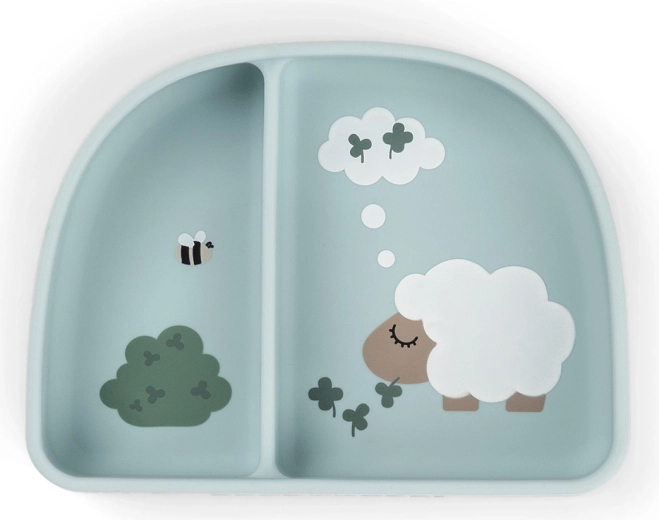 Done by Deer βεντουζάτη μπολ με διαχωριστικά Stick&Stay Tiny farm μπλε