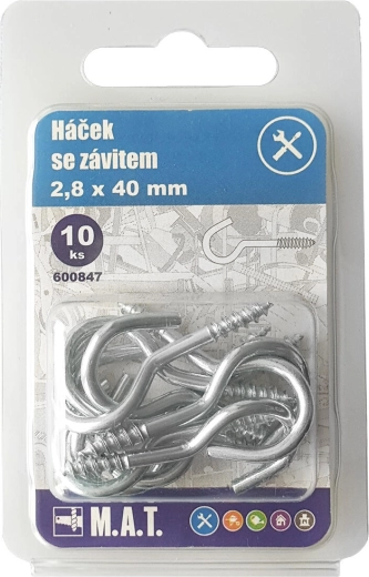 Γάντζος με σπείρωμα 20 × 2,3 mm, γαλβανισμένος (10 τεμ.)