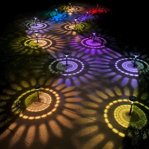 Ηλιακό φωτιστικό κήπου με θερμό λευκό και RGB φωτισμό LED, μαύρο