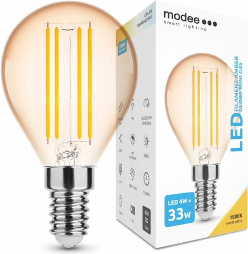 Modee LED λαμπτήρας νήματος Amber Globe Mini G45 4 W E14, 360 lm, θερμό λευκό, με δυνατότητα ντίμερ
