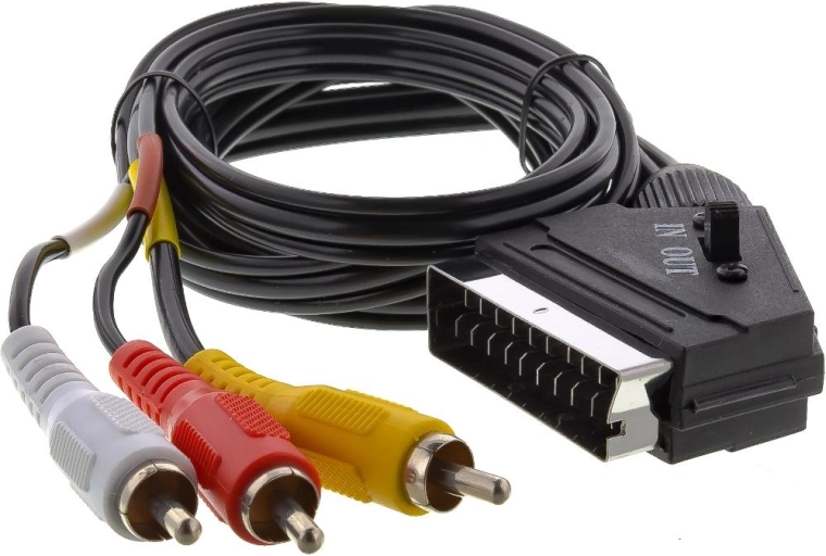 Καλώδιο SCART Sencor με 3× υποδοχές RCA και διακόπτη, 1,5 m