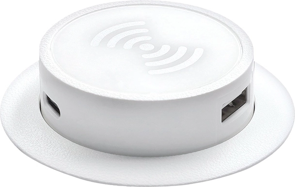 Solight αναδυόμενος ασύρματος φορτιστής Qi 15 W με USB-A και USB-C PD 20 W, λευκός