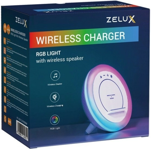 Zelux ασύρματος φορτιστής, ηχείο και φωτισμός RGB 3σε1