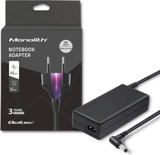 Τροφοδοτικό προσαρμογέα QOLTEC για ASUS 65 W, 19 V, 3,42 A, 5,5 × 2,5 mm
