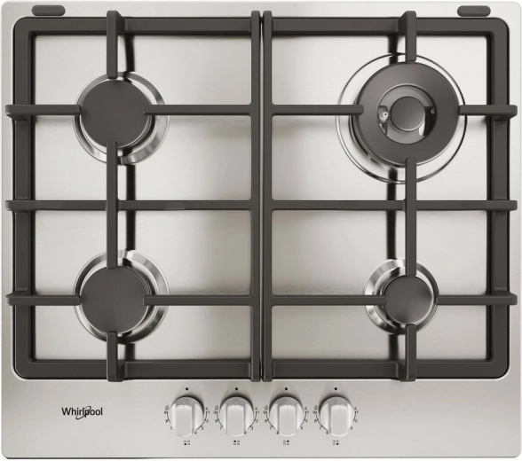 Εστία αερίου Whirlpool 60 cm με 4 καυστήρες και μαντεμένιες σχάρες