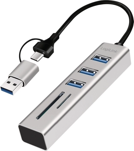 Hub LogiLink USB‑C/USB‑A 3× USB 3.0 με αναγνώστη SD και microSD