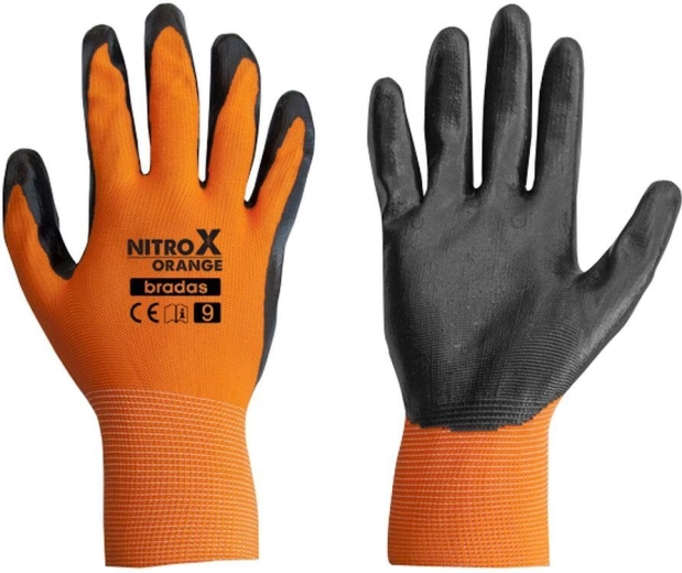 Γάντια εργασίας νιτριλίου NITROX ORANGE, μέγεθος 9